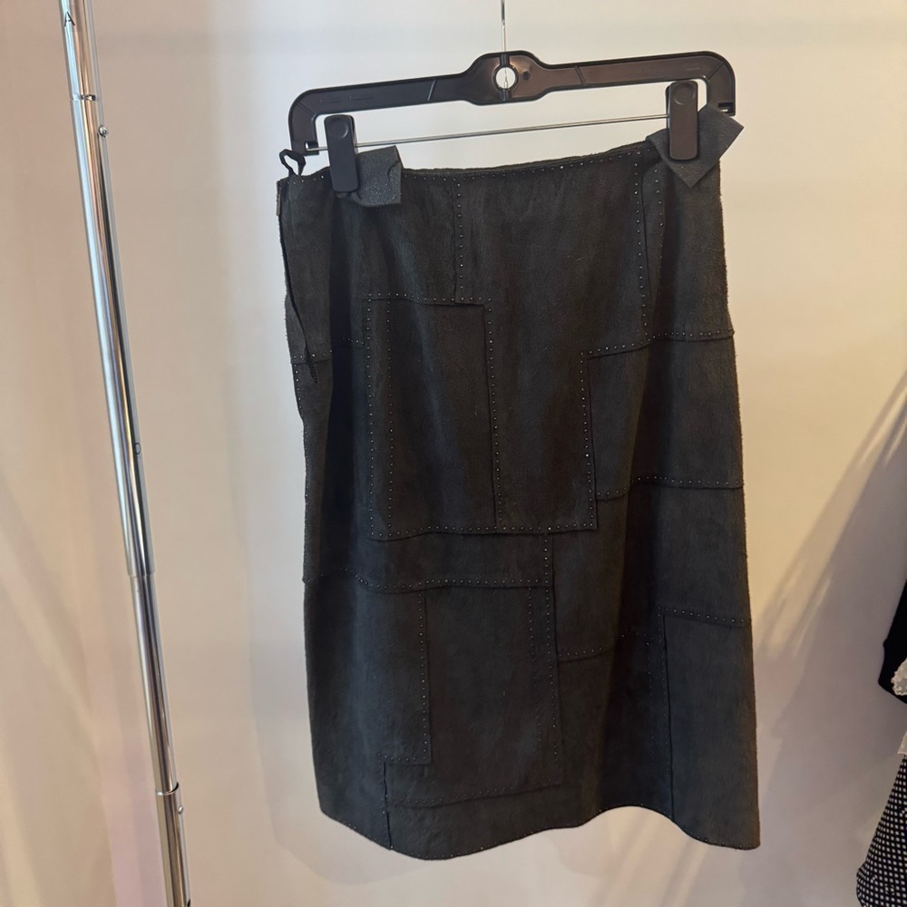 Vintage Fendi Chocolate Suede Patchwork Skirt - Picture 2 of 8